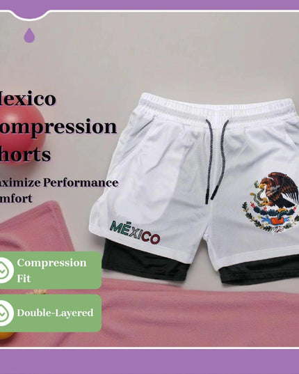 Men's Mexico Gothic Tribal Embroidered Athletic Gym Shorts