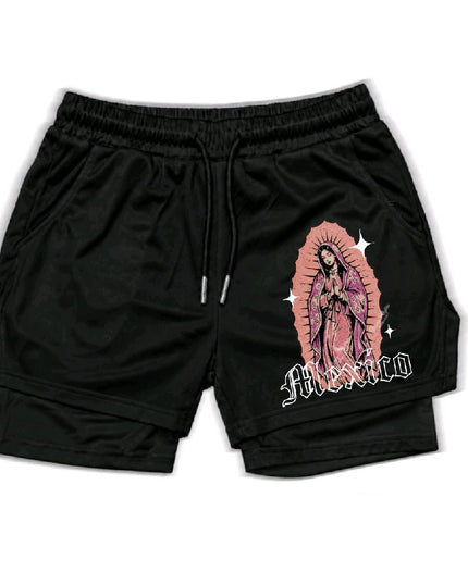 Virgencita -Inspired Look Men's Double-Layer Polyester Compression Fitted...