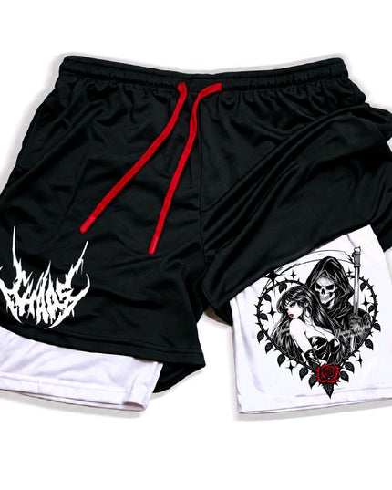 Chaos Love Unisex Double-Layer Polyester Compression Fitted Athletic Style...