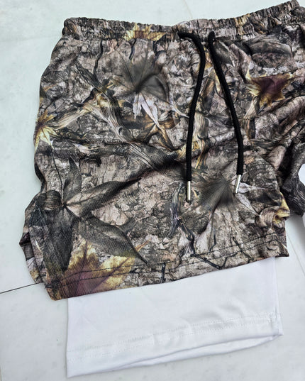 Leaf Camo" Gym Shorts