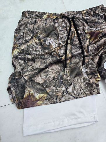 Leaf Camo" Gym Shorts